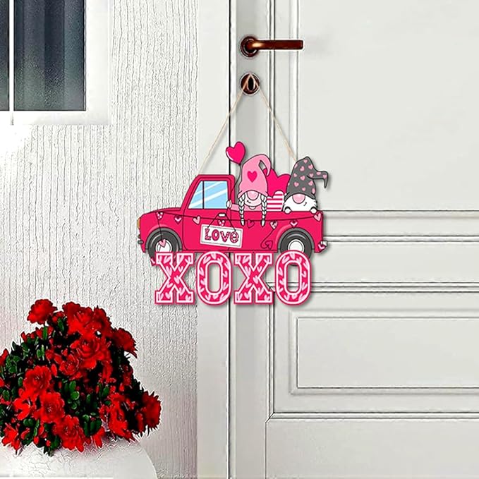 3Pcs Valentine's Day Front Door Hanger Decor Love Romantic Special Night Galentines Party Paper Signs Banners for Engagement Wedding Anniversary Door Porch Wall Hanging Decorations