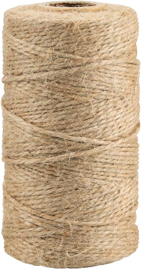 KINGLAKE Natural Jute Twine String 656 Feet 2mm Twine for Crafts Gift Wrapping Christmas Packing String for Arts Decoration, Wedding, Gardening