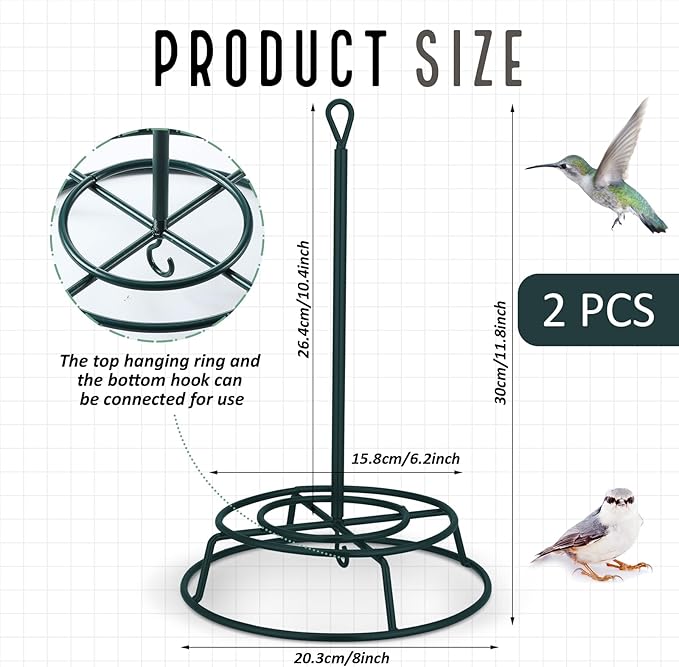 Honeydak 2 Pcs Cylinder Bird Feeder Outdoor Seed Holder for Large Small Cylinders Metal Suet Cake Feeder Backyard Wild Birds Feeding Bird Container for Outdoors Garden (Dark Green)