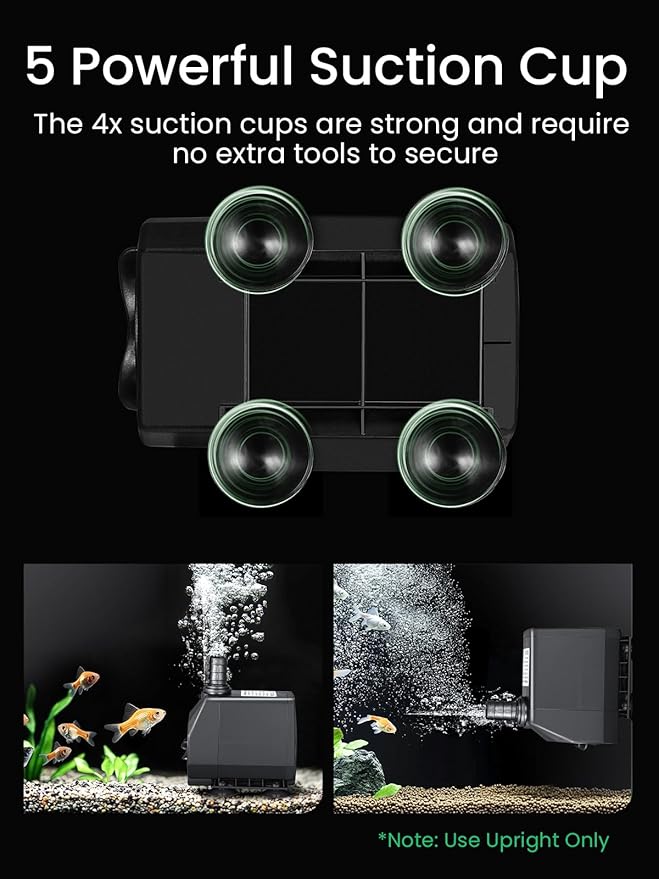 GROWNEER 950GPH Submersible Pump 50W Ultra Quiet Fountain Water Pump 3600L/H, with 9.8ft High Lift, 4 Nozzles for Aquarium, Fish Tank, Pond, Hydroponics, Statuary, Garden, Black (950GPH)