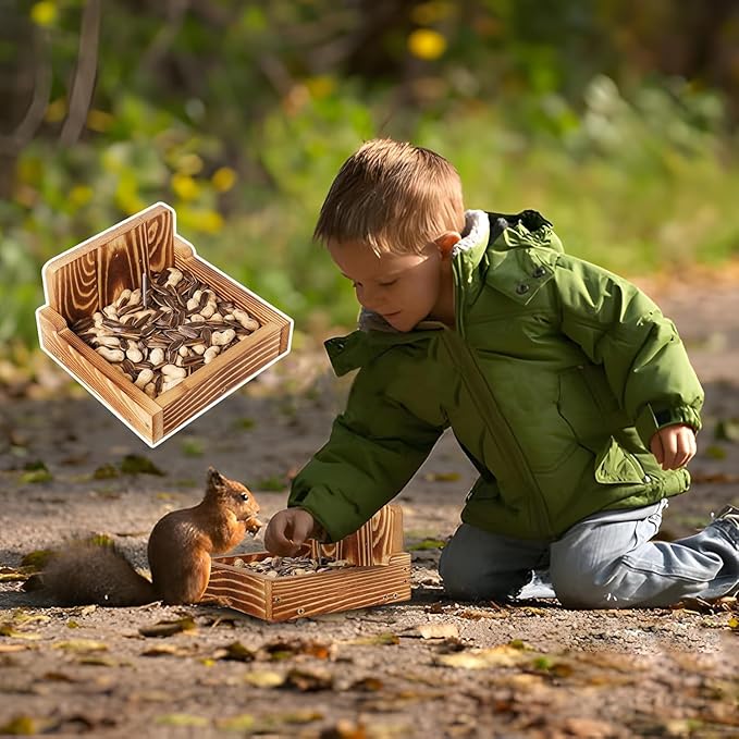 Durable Squirrel Feeder Outside, Squirrel Feeders for Outdoors, Chipmunk Feeder for Patio, Lawn, Garden, Squirrel Food for Backyard Squirrels Holds Corn Cobs, Peanut (Light Brown, Medium)