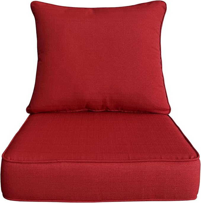Goodgoods 24x24 inch Outdoor/Indoor Deep Seat Patio Cushion Set of 1 Resilient Foam Filling Water Repellent Stain-Resistant UV Resistant Weather Resistant Deep Seat Bottom Chili