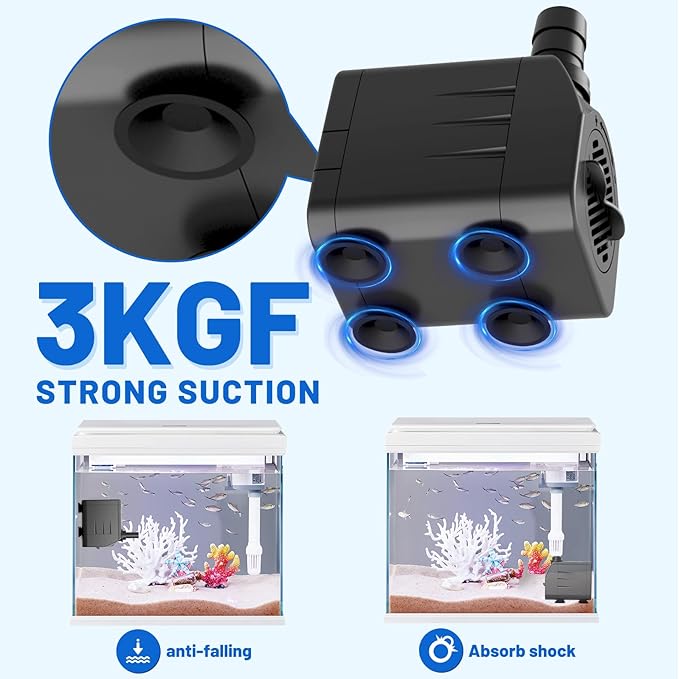 400GPH Submersible Water Pump(1500L/H,25W),Ultra Quiet Fountain Pump with 6.5ft High Lift, Pond Pump for Fish Tank, Pond, Aquarium, Statuary, Hydroponics