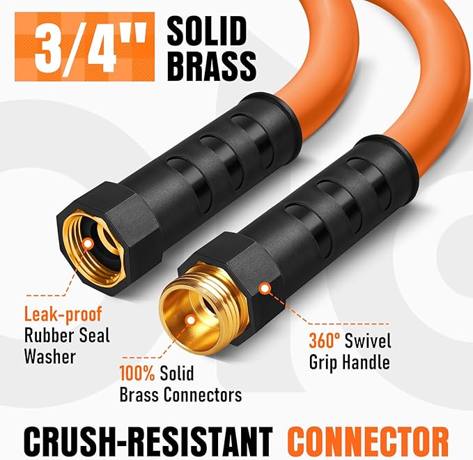 Garden Hose 30 ft x 5/8", NON-EXPANDING Flexible Water Hose, Kink Resistant Lightweight Hybrid Hose, Leakproof Yard Hose with Male to Female Fittings