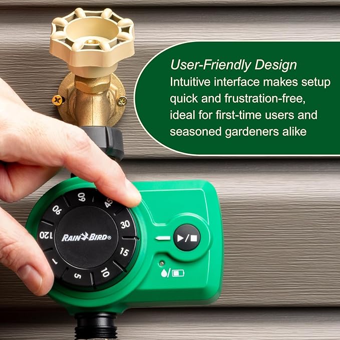 Rain Bird 1ZEHTMRS Simple-Set Hose End Timer, One Zone/Station, Battery Operated, 3/4" Garden Hose Thread, Heavy-Duty Brass Inlet