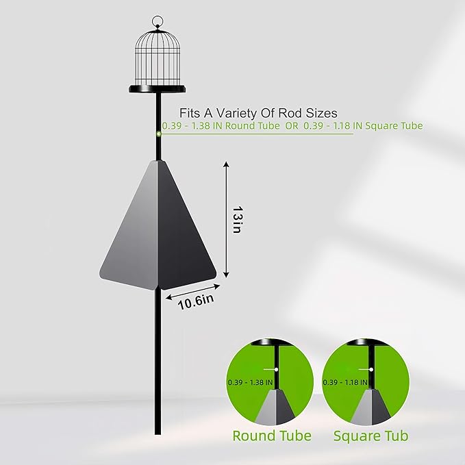 Squirrel Baffle with Dual Defense for Bird Feeder Poles, Bird Food House Guard for Shepherd Hook,Metal Squirrel Baffle Raccoon Stopper Rust-Proof and Bite-Proof Heavy Duty Carbon Steel