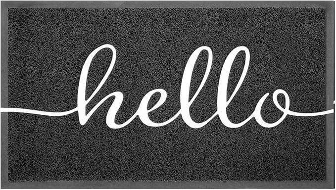 KILOCOCO Front Door Mat Hello Doormat Welcome Mats Outdoor Mat Low Pile Entrance Non-Slip Outdoor Doormats High Traffic Area Rubber Backed Entry Rugs for Kitchen Indoor,24"x36"