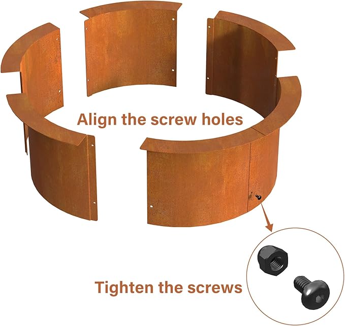 24" Extra Thickened Corten Steel Fire Pit Ring for Outdoor Wood Burning, Heavy-Duty Above & In-Ground Fire Ring, Round Backyard Patio Campfire Accessory for Family Gathering