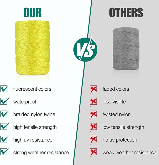 Romeda Mason line #18, 500 Ft Length String Line, Mason Line String, Construction String, Yellow String, Twine String for Gardening, Braided Mason Line, Masonry String Lines, String Lines