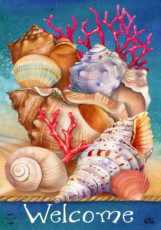 Seashell Welcome Summer Garden Flag Beach Nautical 12.5" x 18" Briarwood Lane