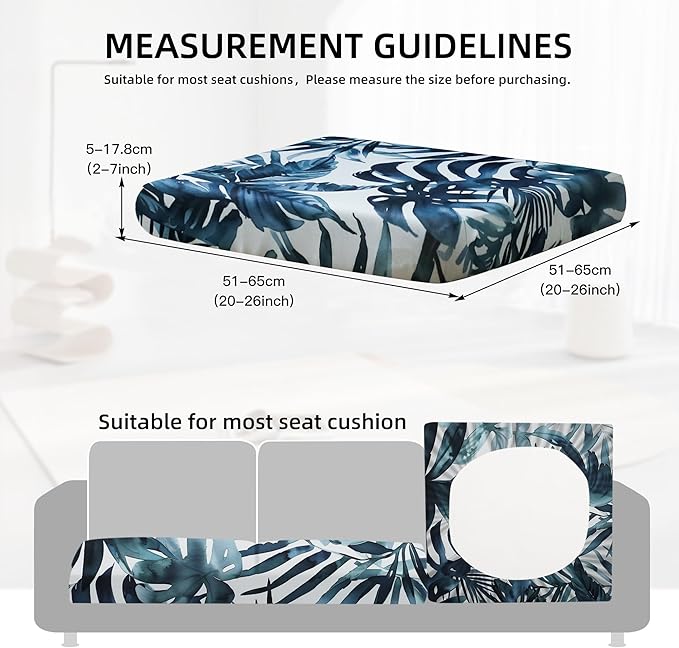 8Pcs Outdoor Cushion Covers, Patio Cushion Covers,Stretch Elastic Slipcovers, Replacement Washable & Reusable Furniture Protector for Patio Couch (Ink-Blue,Cover Only)