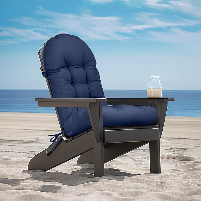 mudilun Outdoor Adirondack Chair Cushion High Weather Resistant Tufted Waterproof Lounge Cushion Anti-Slip Thickened High Back Patio Seat Pads