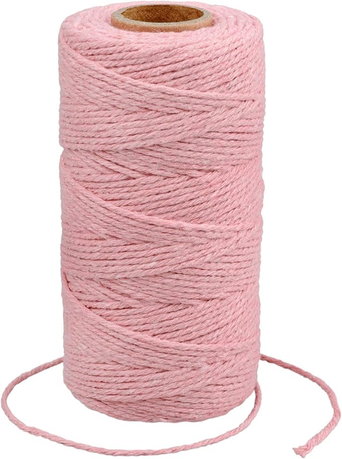 G2PLUS Pink Cotton String, 2MM 328 Feet Natural Cotton String for Crafts, Valentine's Day Twine for Gift Wrapping, Home Decor, Holiday Decor
