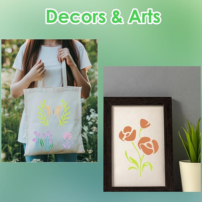 80 Pcs Small Nature Stencils for Painting on Rocks & Wood Slices, 3x3 Inch Reusable Flower Bird Butterfly Stencils, Mini Floral Templates for Crafts, Scrapbooking, Card Making, and DIY Ornaments