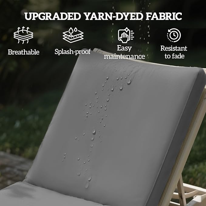 Outsunny Chaise Lounge Cushions Outdoor Set of 2, Fade Resistant, 72 x 21 x 3 in Sun Lounger Replacement Cushions, Patio Lounge Chair Pads with Removable Cover for Pool, Beach, Deck, Lawn, Gray