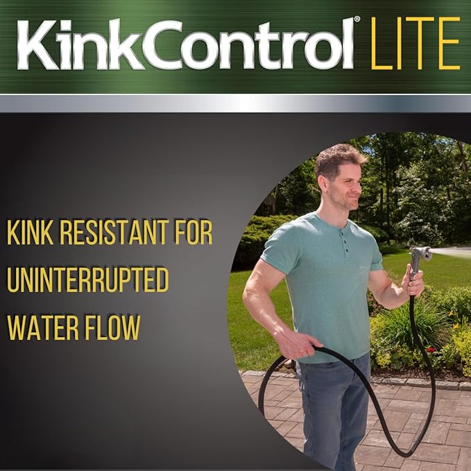 Kink Control Lite, Doesn’t Expand or Burst, Extremely Light Weight, Garden Hose, Water Hose with Superior UV Resistance, Ergonomic Grip, High Burst Strength,Kink Resistance, 25 Ft