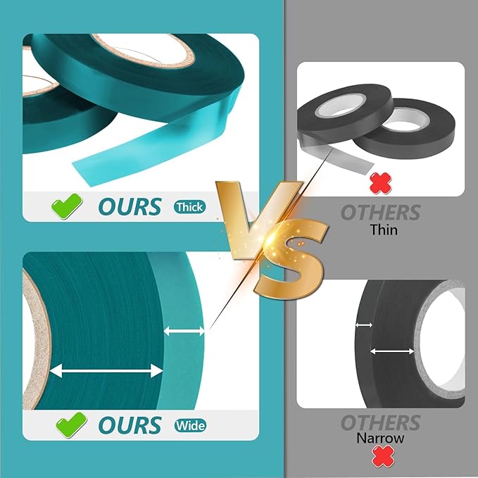 300 Ft Garden Tape Roll, 1/2" Wide Stretch Tie Tape Roll, Thick Sturdy Garden Tie Plant Ribbon Green Vinyl Stake Gardening Support Tools for Indoor Outdoor Patio Plant Use