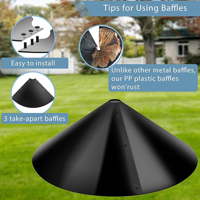 Squirrel Baffles for Bird Feeders, Squirrel Baffle for Bird Feeder Pole, Bird Feeder Squirrel Guard, Black (16 Inch-1 Pack)