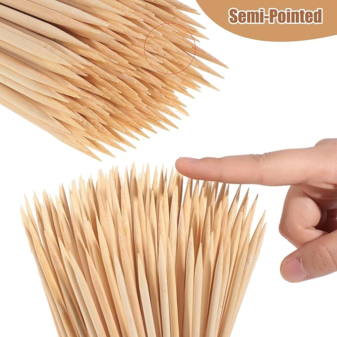 300PCS 16" Bamboo Skewers Sticks for Flower Bouquet Plant Support Barbecue Smores Roasting Marshmallows Chocolate Fountain Plant Stakes Fruit and Crafting,Φ=4mm