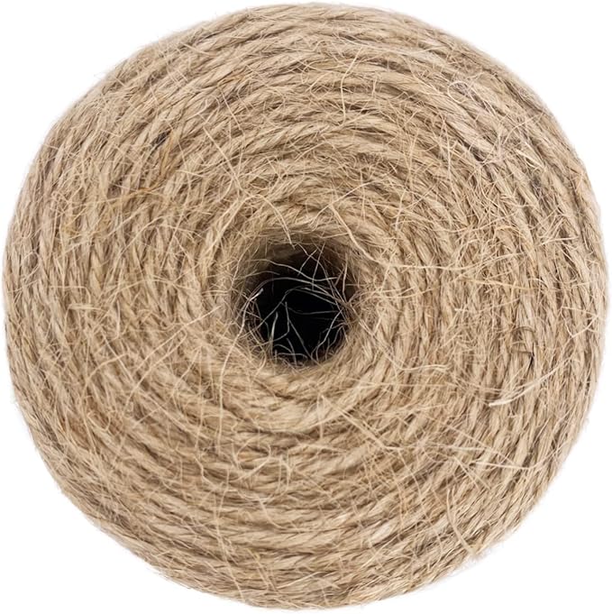 500FT Jute Twine String 2mm 3ply Natural Thin Twine for Craft Gardening Gift Wrapping Packing Material Wedding Christmas Decoration Bulk