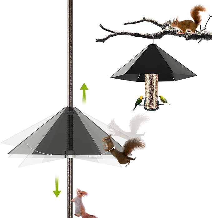 Widened 19" Metal Squirrel Baffle for Bird Feeder Poles - Outside Baffle Guard, Weatherproof Outdoor Squirrel Proof Protector with Matte Black Finish (1 Pack)