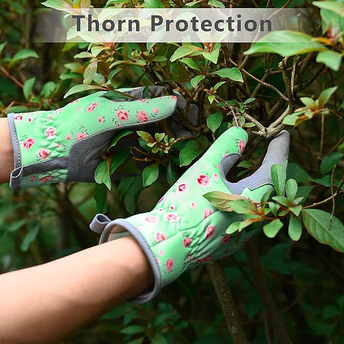 Baidast Garden Gloves, Breathable Leather Gardening Gloves Thorn Proof for Digging, Planting, Pruning