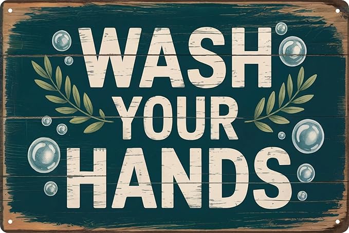 Wash Your Hands Bathroom Funny Retro Metal Tin Signs Wall Decor 12x8 in