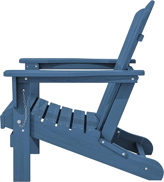 KINGYES Folding Adirondack Chair Set of 2, HDPE All-Weather Adirondack Chair, Navy