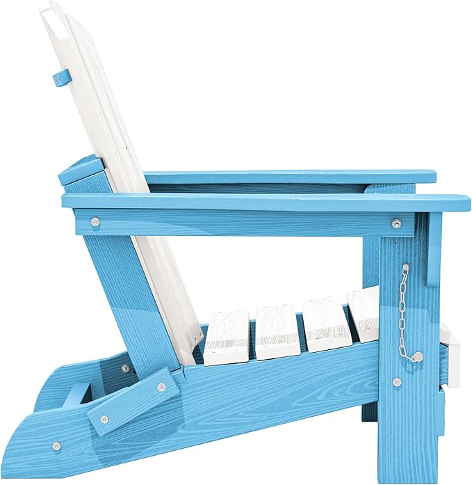 SERWALL Kids Adirondack Chair, HDPE Adirondack Chair for Children,All-Weather Resistant for Patio, Garden, Backyard - Light Blue and White