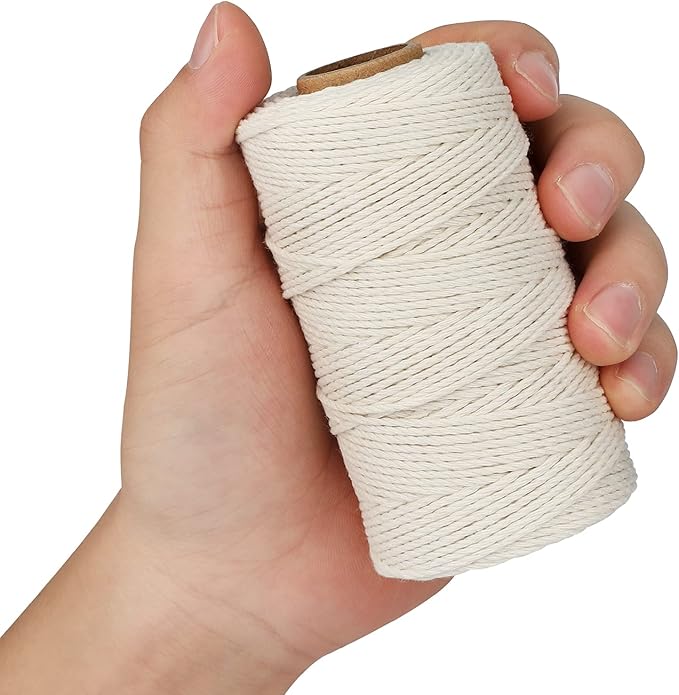 jijAcraft Cotton Butchers Twine, 328 Feet - 3Ply 2mm Thick Beige Twine for Meat, Sausages, Crafting & Home Decor