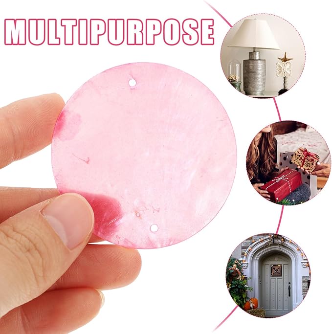 Ciieeo 100Pcs Round Shells Pieces DIY Wind Chime Making Accessories Natural Capiz Shell Slices for Patio Garden Outdoor D Cor