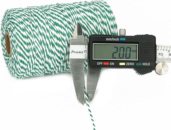 G2PLUS Christmas String, 2MM 656 Feet White and Green Cotton String, Gift Wrapping Twine for Crafts