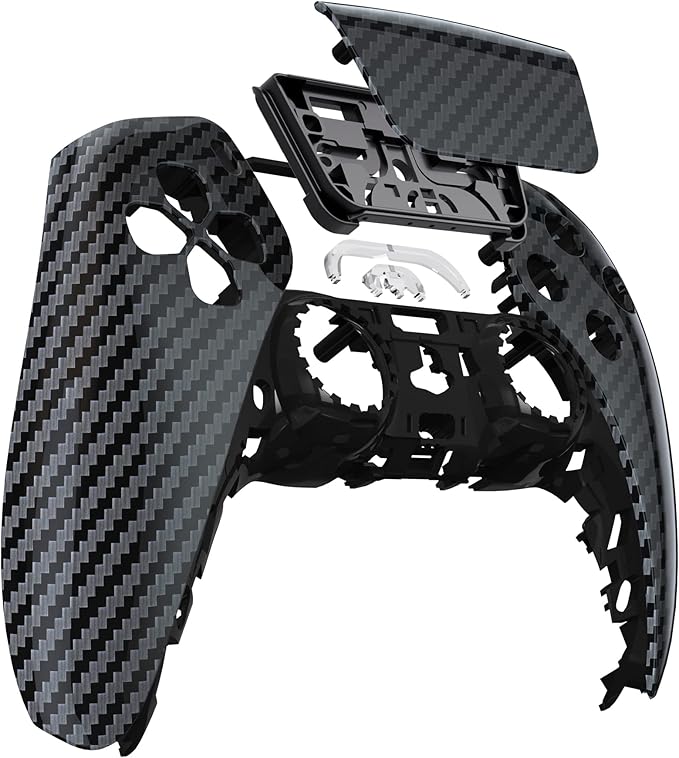 eXtremeRate Graphite Carbon Fiber Pattern Touchpad Front Top Shell Compatible with ps5 Controller BDM-010 020 030 040 050, DIY Replacement Shell & Touch Pad Cover Compatible with ps5 Controller