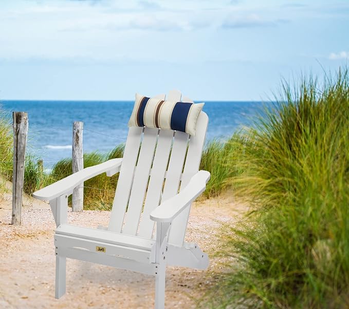 White Adirondack Chair Outdoor Patio Folding Lounge Wood Outside Deck, Porch, Lawn, Pool, Yard, Garden, Fire Pit, Heavy Duty