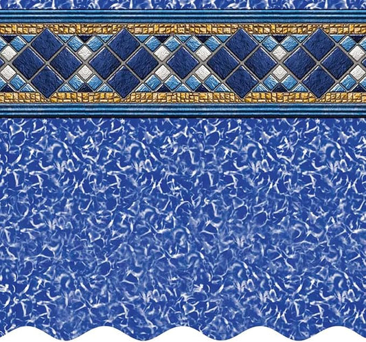 Smartline 15 ft Round Swimming Pool Liner | Island Tile | Unibead Style | 52 Inch Wall Height | 25 Gauge Heavy Duty Virgin Vinyl | Designed for Steel Sided Above Ground Pools