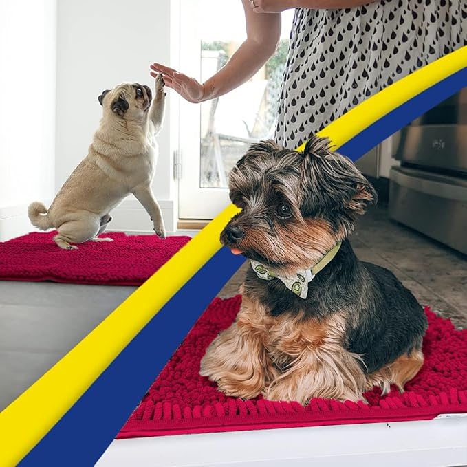 Muddy Mat® | Super Absorbent Door Mat Indoor, Microfiber Quick Dry Chenille Entryway Rug, Non-Slip Front Door Mat, Indoor Mats for Entryway, Machine Washable Pet Rug, Maroon 24"x36"