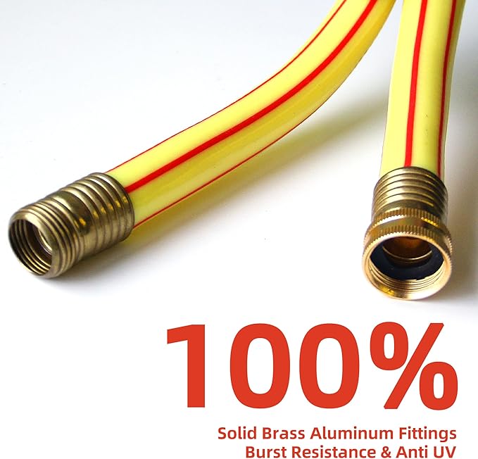 Yellow Garden Hose 3/4 in. x 25 ft. -Non Kinking, Leak Free, Flexible, Male to Female Fittings -Heavy Duty Lightweight Durable PVC Water Hose -150PSI Work & 500PSI Burst, for Lawn & Commercial Use