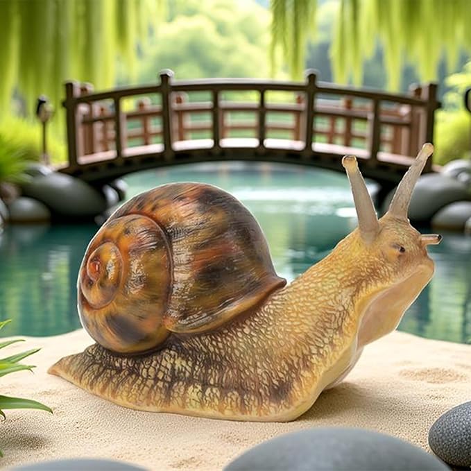 Garden Snail Sculpture, Reptile Resin Sculpture, Suitable for Outdoor Courtyard Pond Garden Lawn Decor Landscape, is The for Garden Enthusiasts (7 inches)