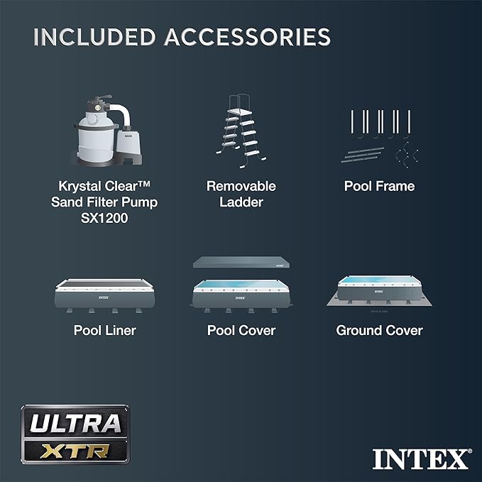 Intex 26355EH Ultra XTR 18ft x 9ft x 52in Above Ground Swimming Pool Set with Sand Filter Pump and OptiFlow 50lb Premium Filter Sand