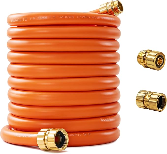 Garden Hose 100ft x 5/8", Custom Length, -40°F to 150°F, All-weather, NO Kink, Flexible, 600 Burst PSI, Leakproof Water Hose with Additional Customizable Solid GHT Fittings