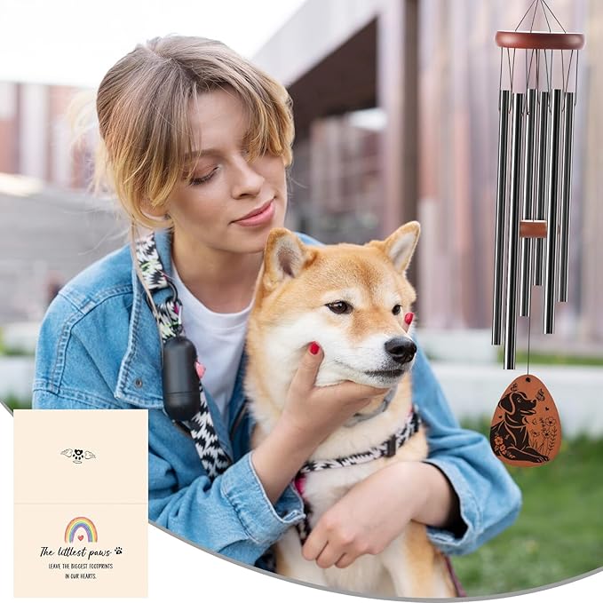 Memorial Gifts for Loss of Dog - Rainbow Bridge Pet Memorial Wind Chimes for Loss of Dogs Pet Remembrance Passing Away Gift in Memory of Dog Wind Chimes for Outside Garden Patio Condolence