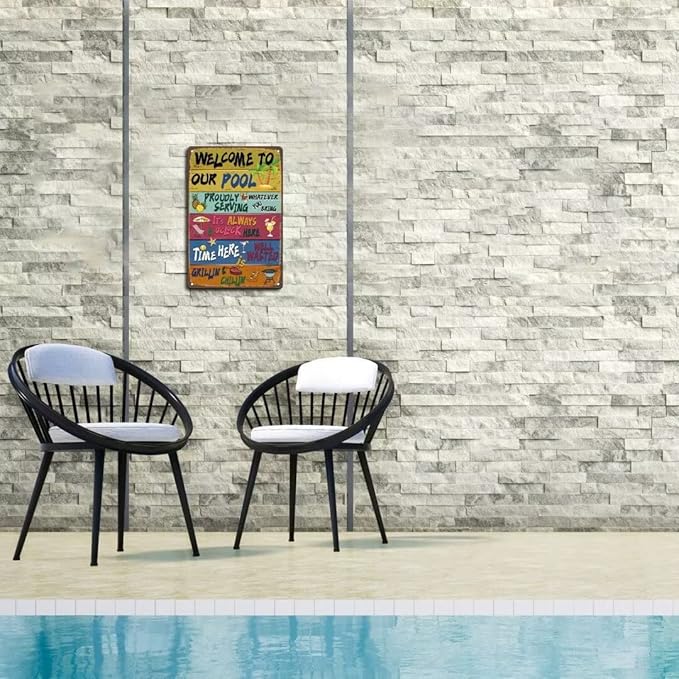 Vintage Welcome to Our Pool Sign - 8x12 Inches Decorative Sign for Outdoor Use, Perfect for Home, Backyard, Beach House, and Pool Area Decor