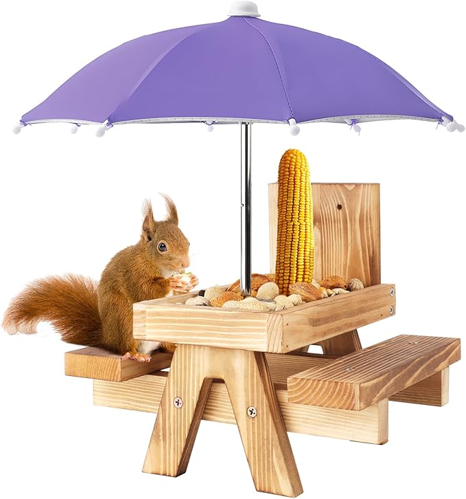Squirrel Picnic Table Feeder Replacement Mini Umbrella for Outside (Purple)
