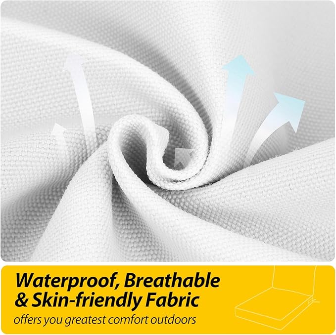 AAAAAcessories Outdoor Seat Cushions for Chairs, Fade-Resistant, Waterproof Patio Furniture Replacement Cushions, 23.5" x 25.5" x 5" + 23.5" x 19", Set of 4, Creamy White