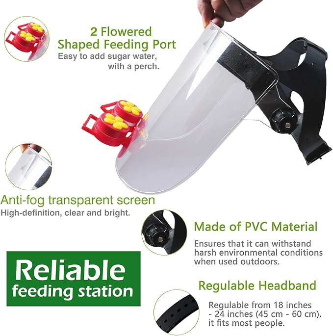 Hummingbird Feeder Helmet | Easy-Install Hummingbird Feeder Hat | 2 Feeding Ports, Round Nectar Box, Leak-Proof & Quick to Refill
