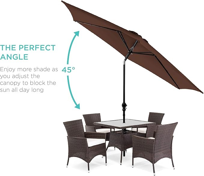 Best Choice Products 10ft Outdoor Steel Polyester Market Patio Umbrella w/Crank, Easy Push Button, Tilt, Table Compatible