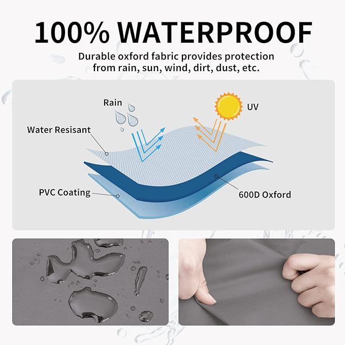 Easy-Going Waterproof Outdoor Chaise Lounge Cover, Heavy Duty Patio Lounge Chair Cover, Windproof Outdoor Furniture Cover with Air Vent 2 Pack-68Wx30Dx30H inch, Gray/Dark Gray