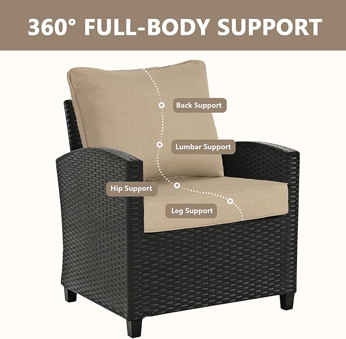 Goodgoods 24 x 28 Outdoor Patio Deep Seat Cushions 2-Pack, 1000+ Hours Fade-Resistant & Water-Resistant Outdoor Furniture Chair Cushions with 30D High-Resilience Foam for Sofa Chair, Toffee