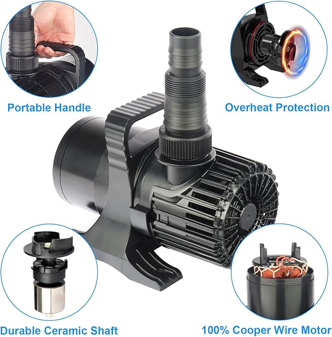 OYO WATER Outdoor Large 3900gph-230W 32.8FT Pond Water-fall & Kio Fish Fountain-s &Garden Pump Submersible IPX8: Long 32.8FT Cord Smart-er & Quieter Duck & Yard &Patio Ponds Pumps, 1 Barrier Pump Bag
