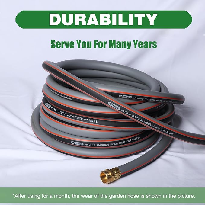 Garden Hose 75 ft 5/8,Rubber Water Hose Heavy Duty, Hybrid Durable Flexible Hose,No Kink Hose for Outdoor Yard Lawn with Sprayer Nozzle and 3/4''Brass Solid Fittings